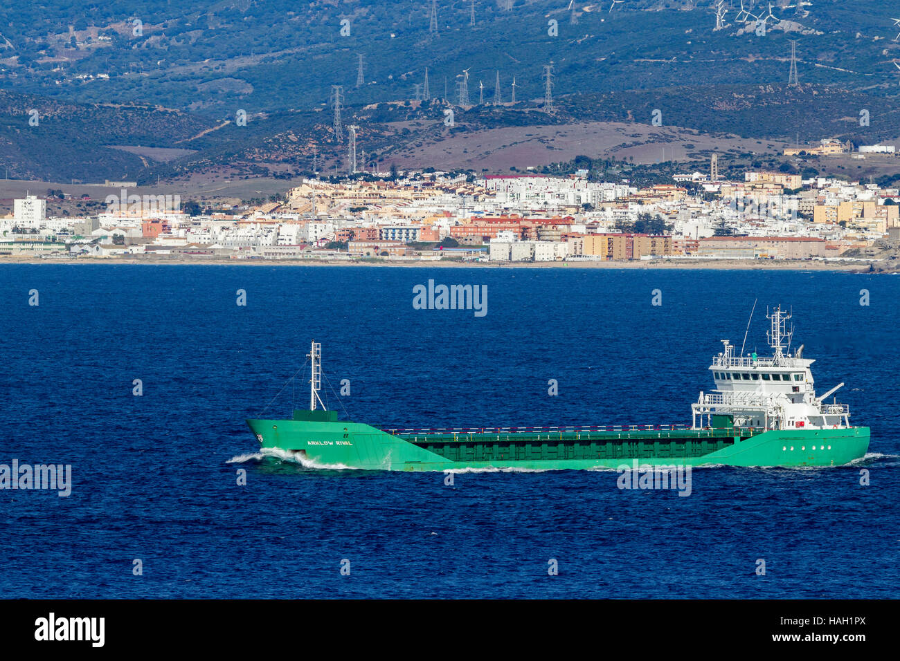 Ark niedrige rivalisierenden, allgemeine Frachtschiff von Gibraltar. Stockfoto