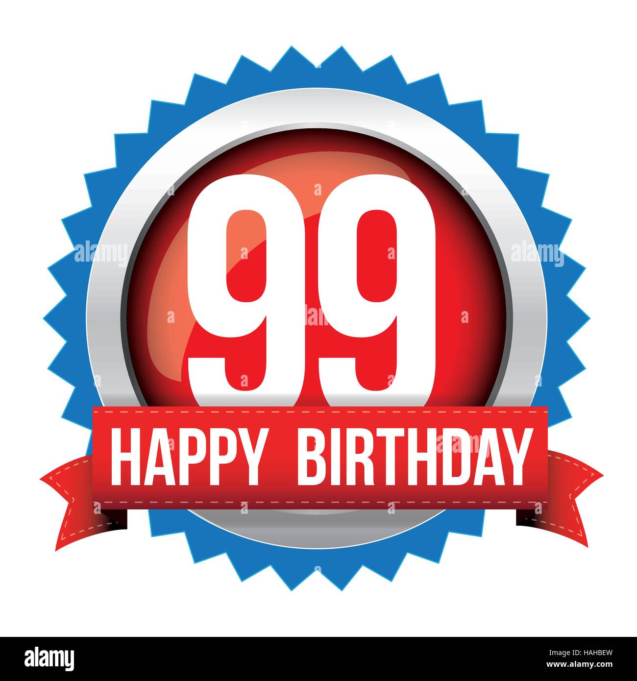 Neunundneunzig Jahre alles Gute zum Geburtstag Abzeichen Band Stock