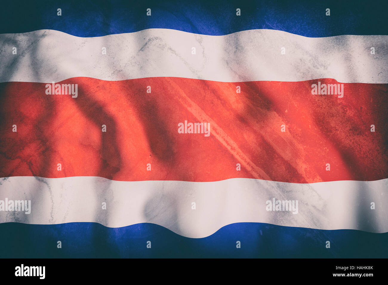 3D-Rendering einer alten Republik Costa Rica Flagge winken Stockfoto