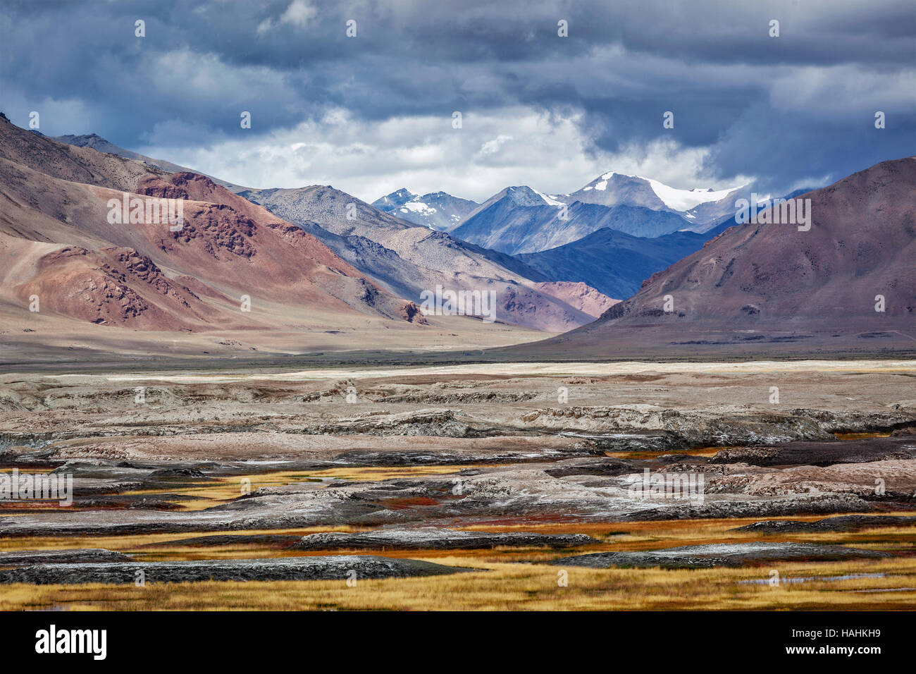 Himalaya-See Tso Kar im Himalaya, Ladakh, Indien Stockfoto