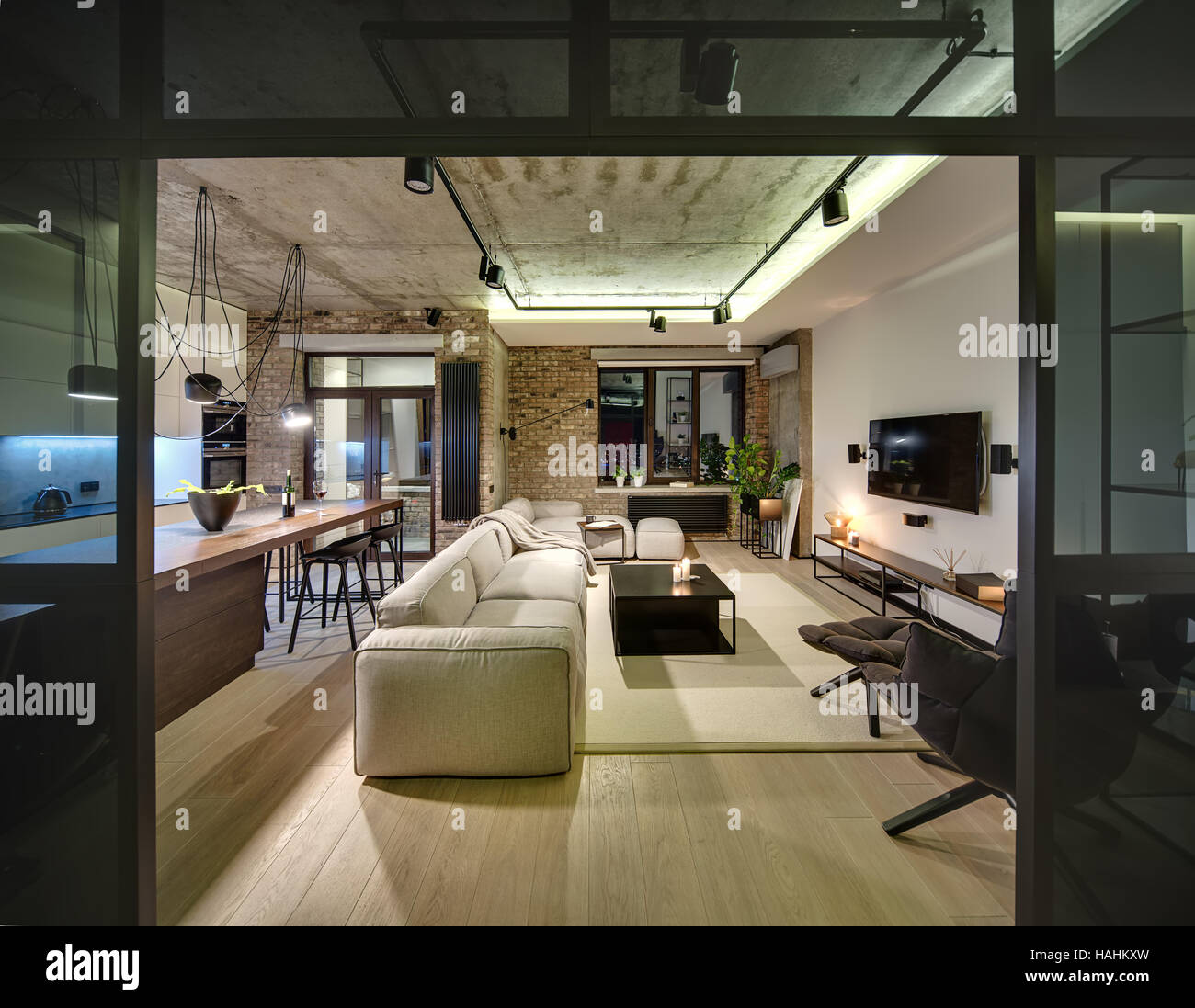 Interieur im Loftstil Stockfoto
