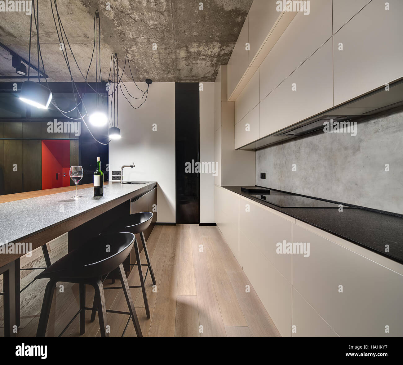 Loft Stil Küchenzone Stockfoto