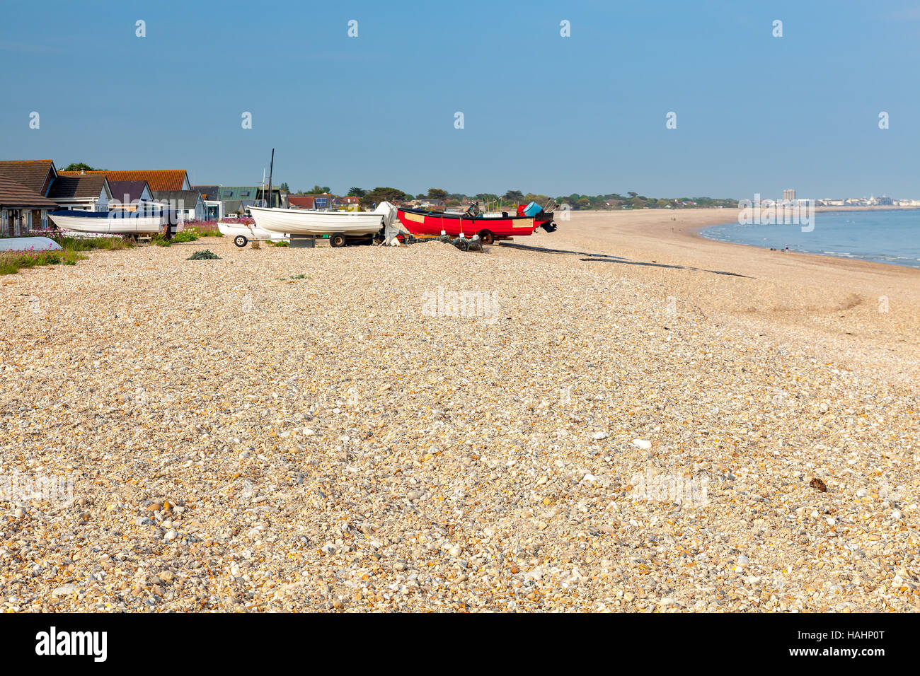 Die Schindel Pagham Strand West Sussex England UK Europe Stockfoto