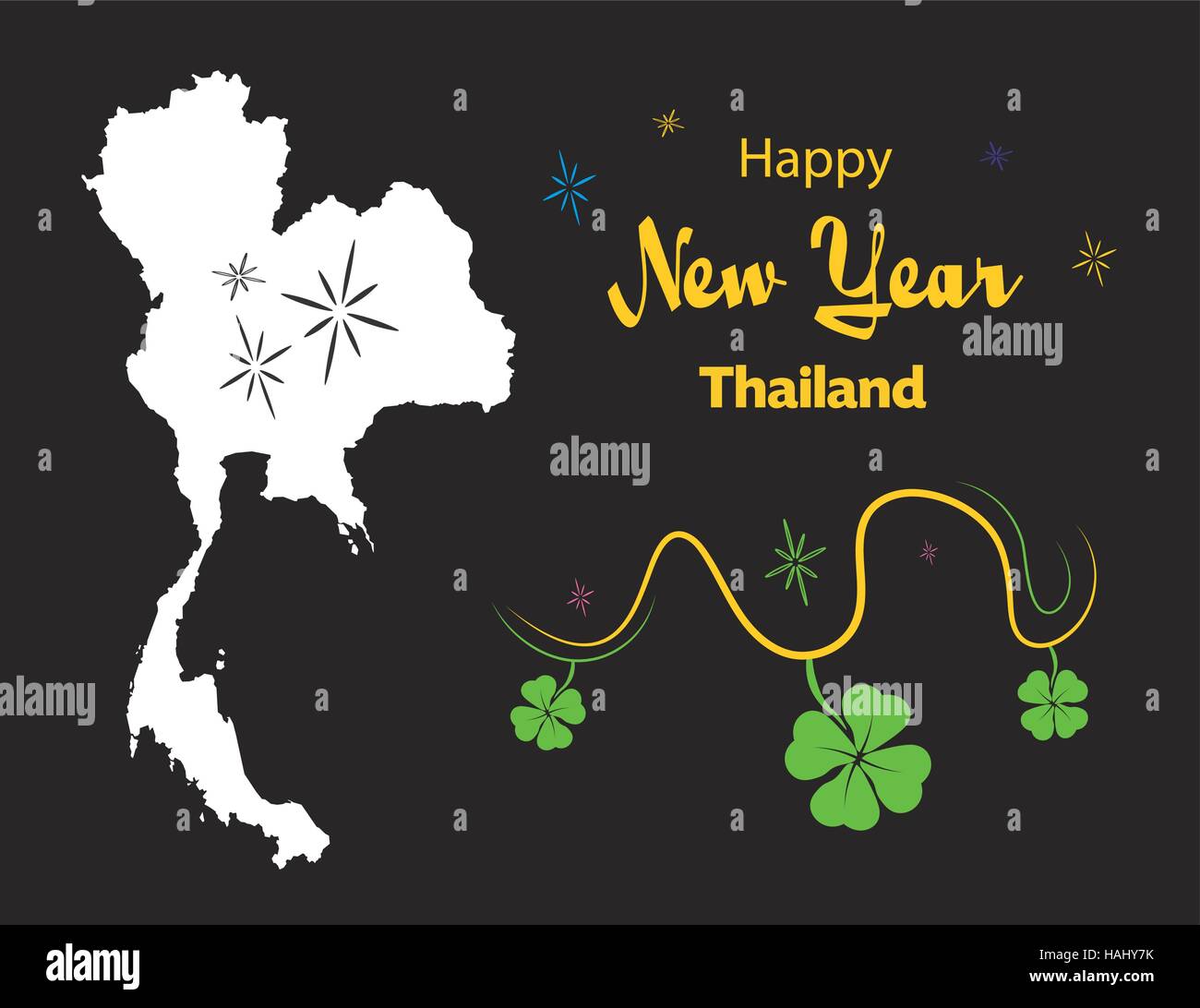 Happy New Year Abbildung Thema mit Karte von Thailand Stock Vektor