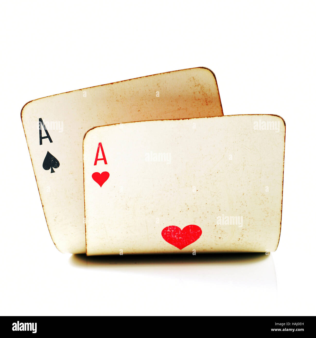 Zwei alte Poker-Karten Stockfoto