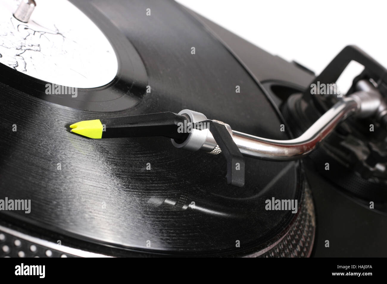 Plattenspieler spielen Vinyl-Schallplatte Stockfoto
