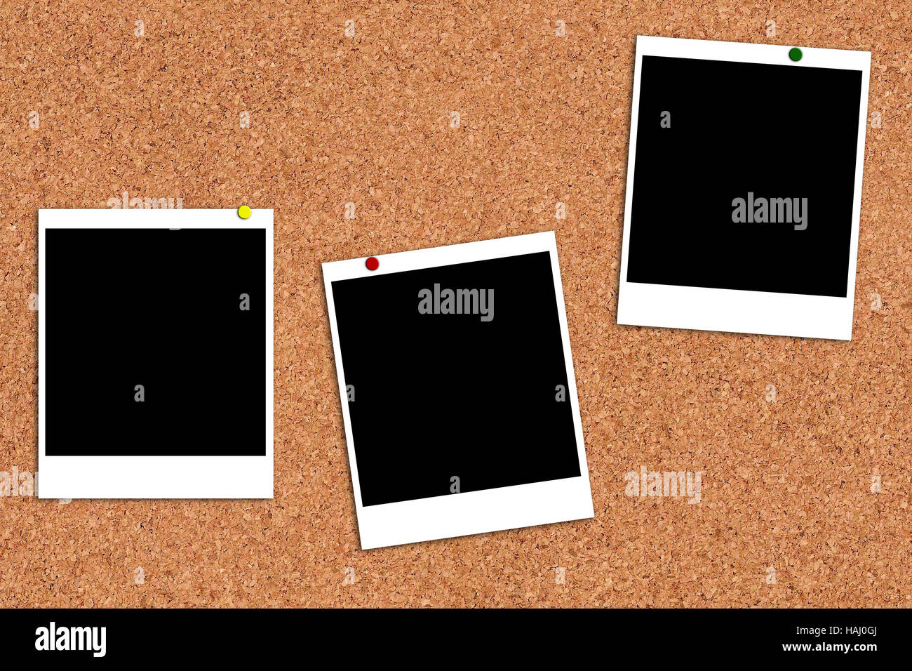 Fotorahmen auf einer Pinnwand Stockfoto
