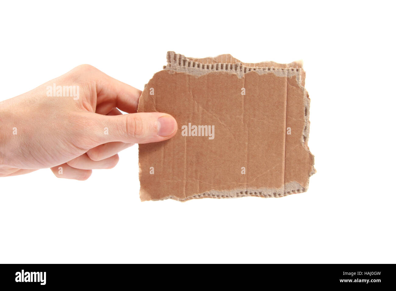 Hand halten Stück Pappe - Platz für Ihren text Stockfoto