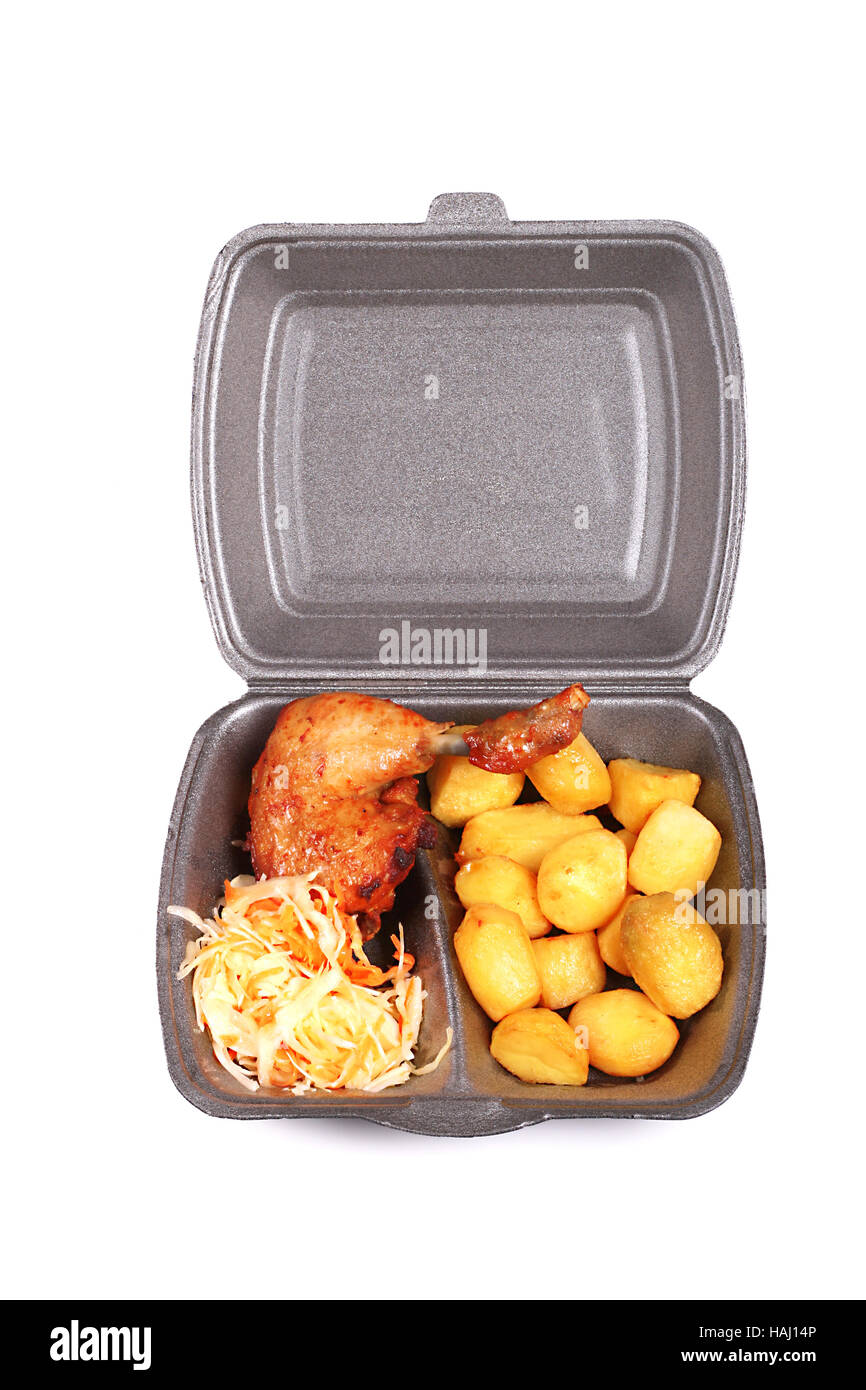 Essen in tragbare Kunststoff-box Stockfoto