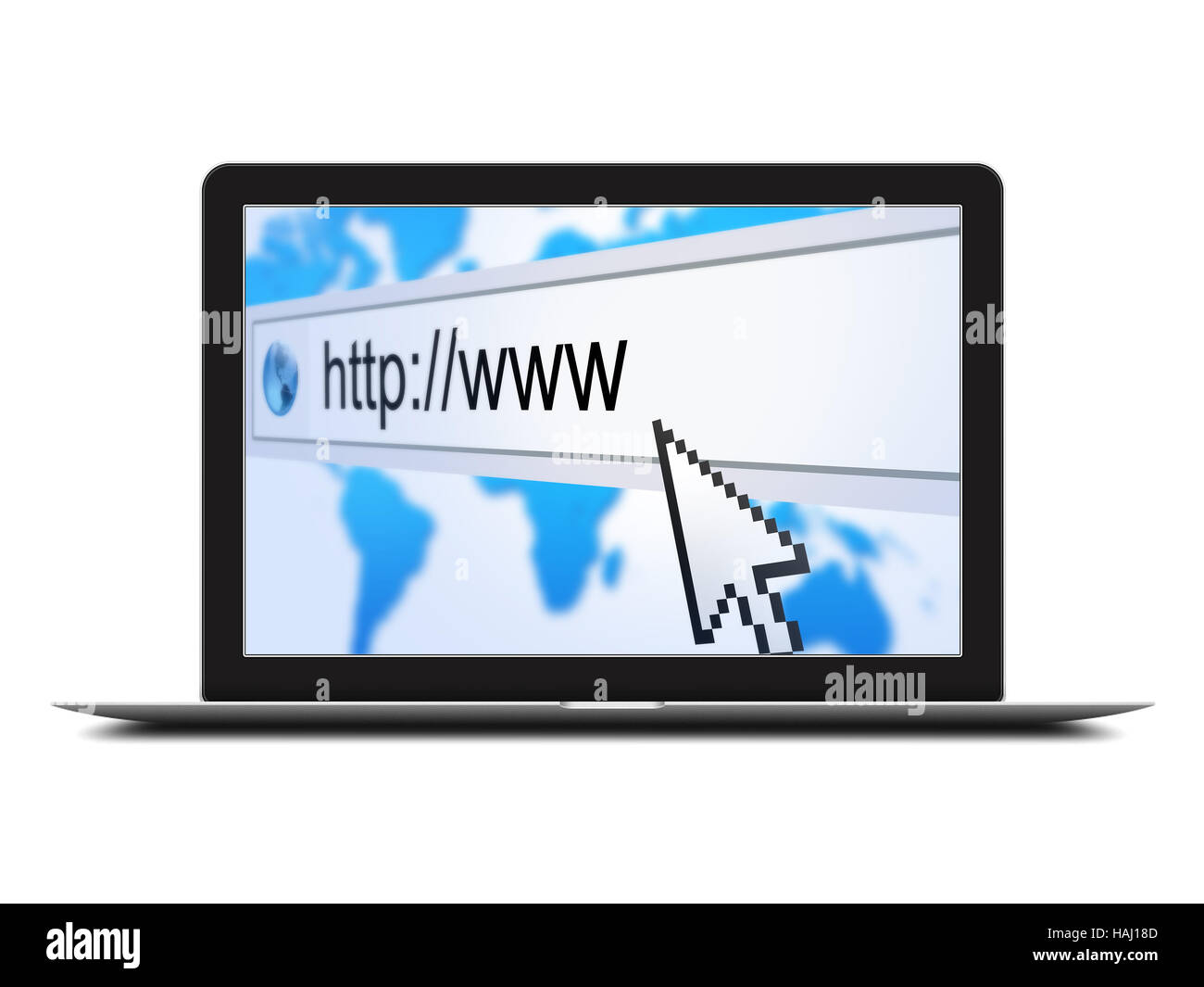 Laptop mit Internet-browser Stockfoto