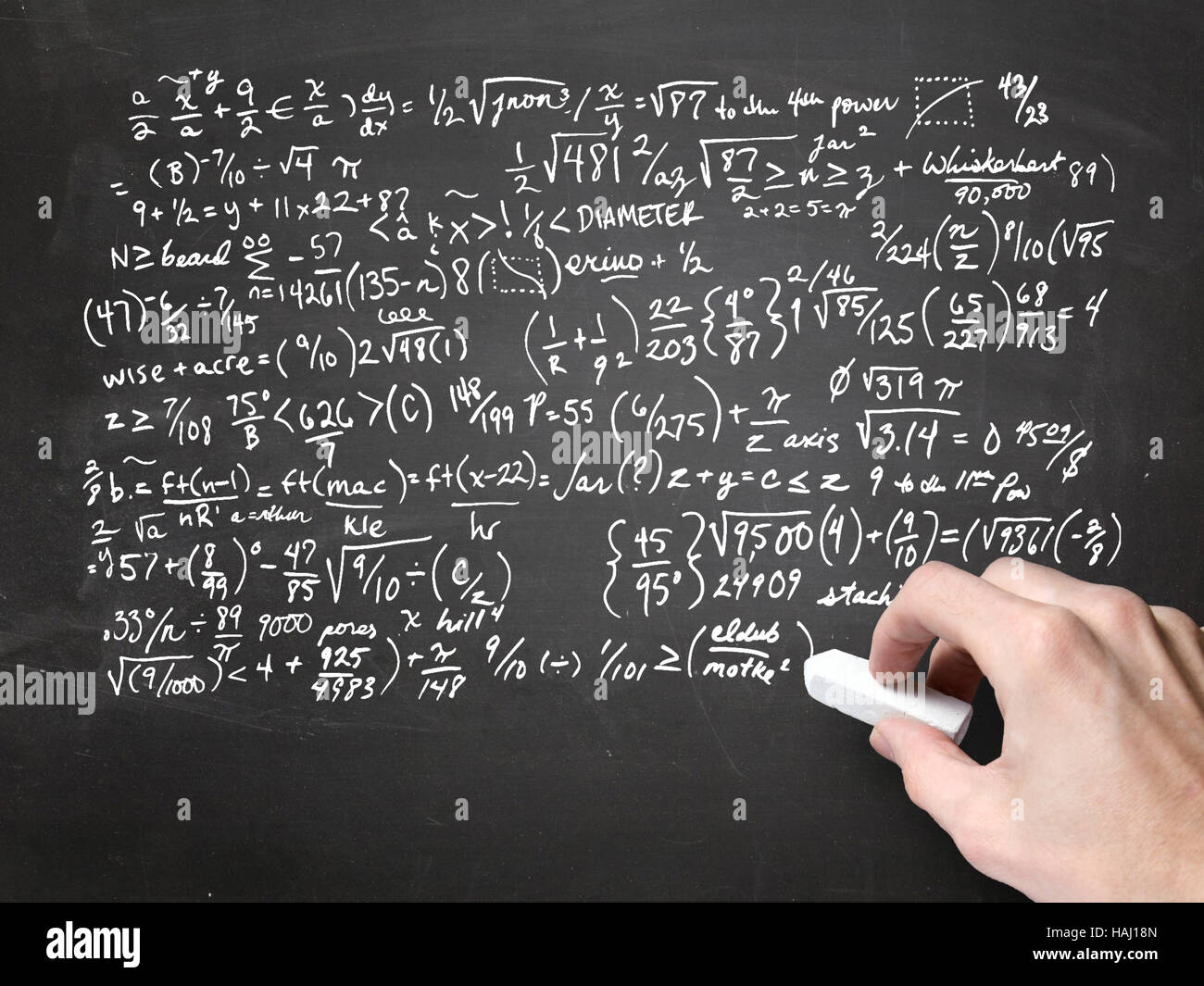 Mathematik auf Tafel Stockfoto