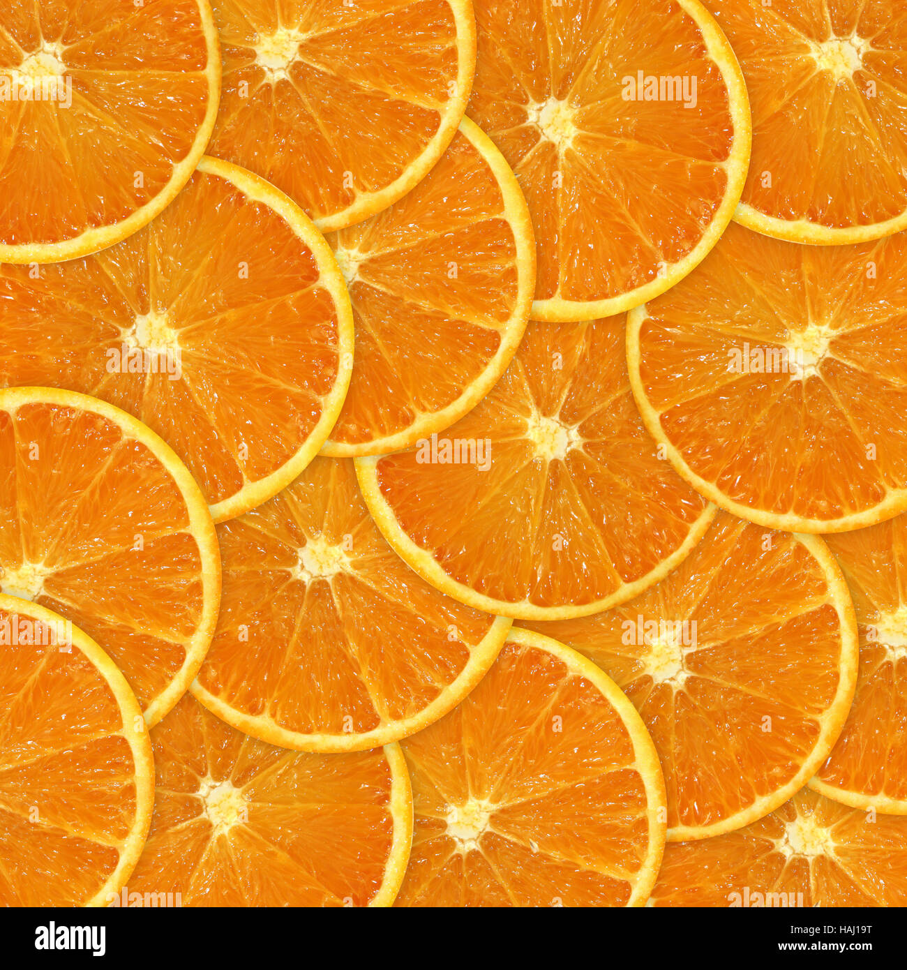 Orangenscheiben Hintergrund Stockfoto