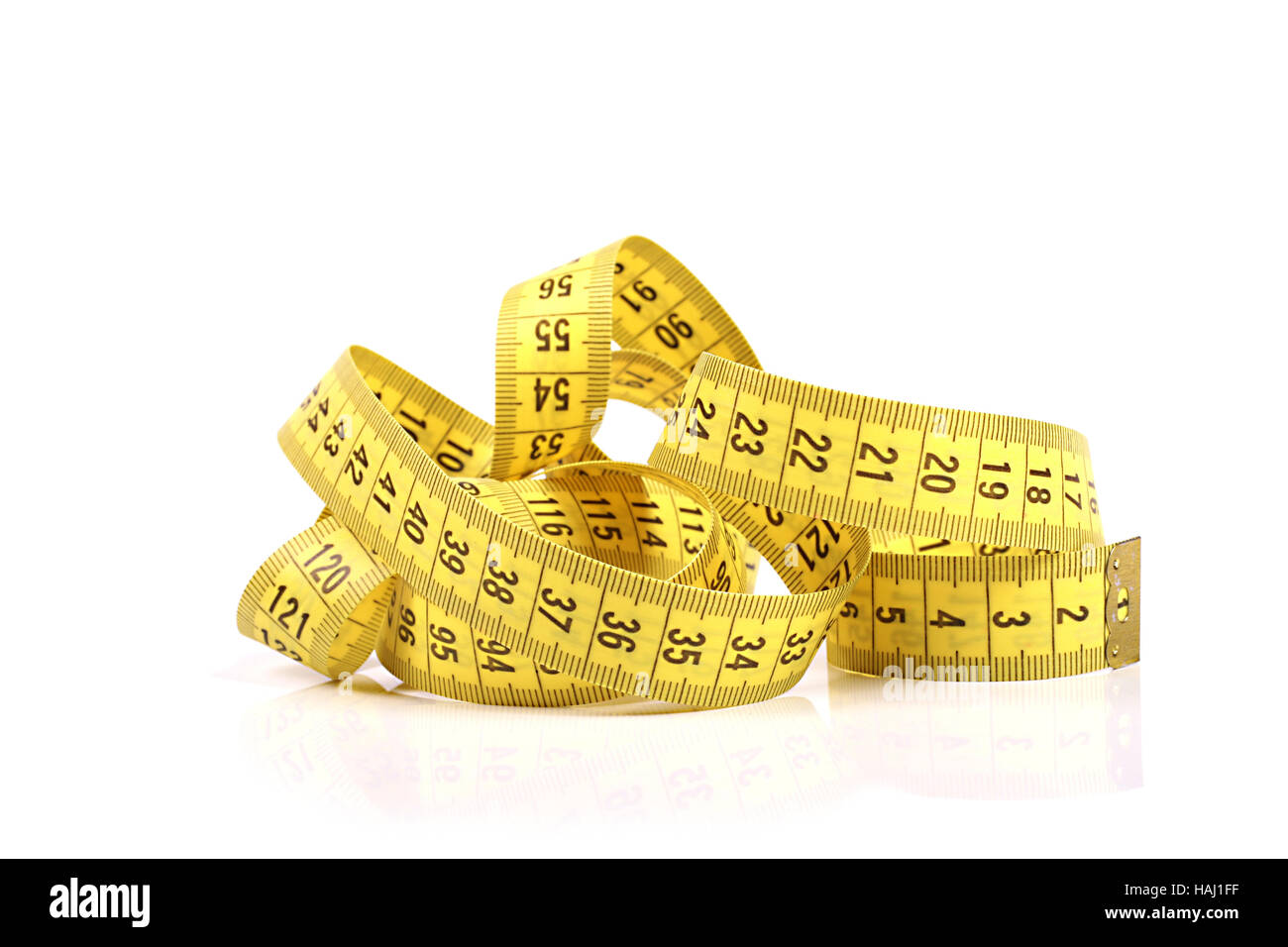Schneider-Maßband isoliert auf weißem Hintergrund Stockfoto