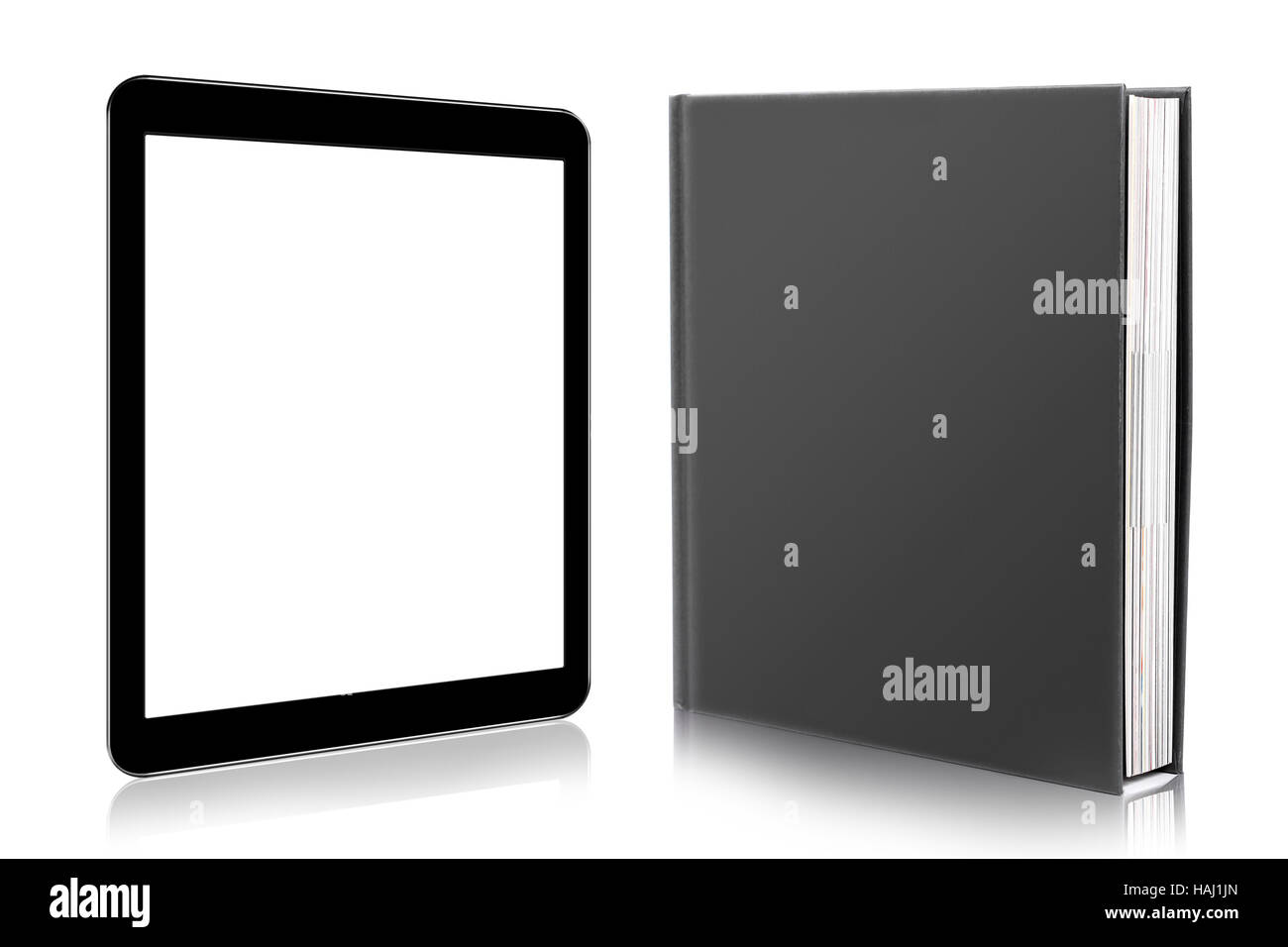 e-Book-Reader. Buch und digital-Tablette Stockfoto