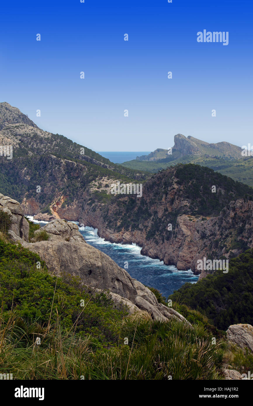 schöner Blick auf die Berge auf Mallorca Balearen Stockfoto