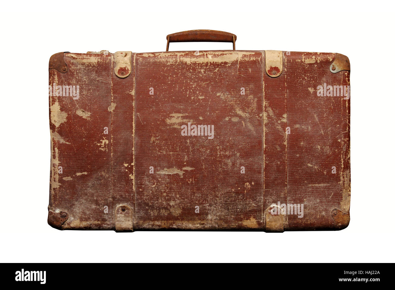 alte Vintage Koffer isoliert auf weißem Hintergrund Stockfoto