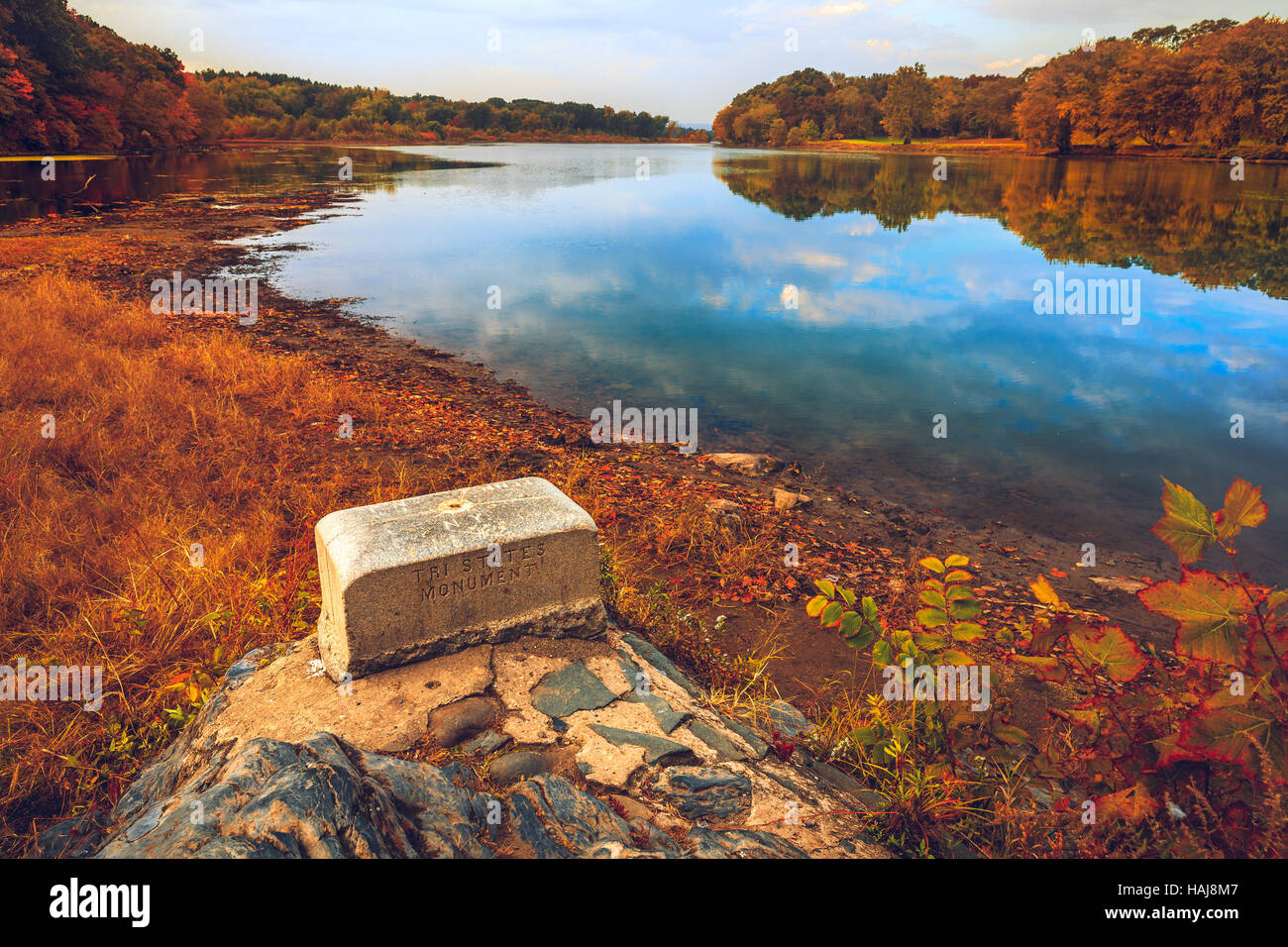 New Jersey, New York und Pennsylvania kommen zusammen an Zimmerleute Punkt zwischen den Neversink Flüssen und Delaware. Es sei denn, Sie eine Boot, das einzige w haben Stockfoto