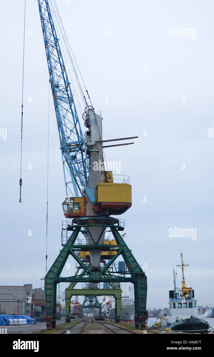 Kräne im Hafen, Kohle, Güterzug, Cargo-terminal Stockfoto