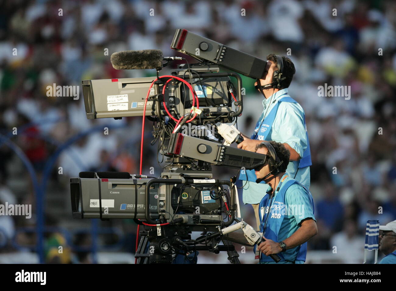 TV KAMERALEUTE Olympiade Athen Athen 23. August 2004 Stockfoto