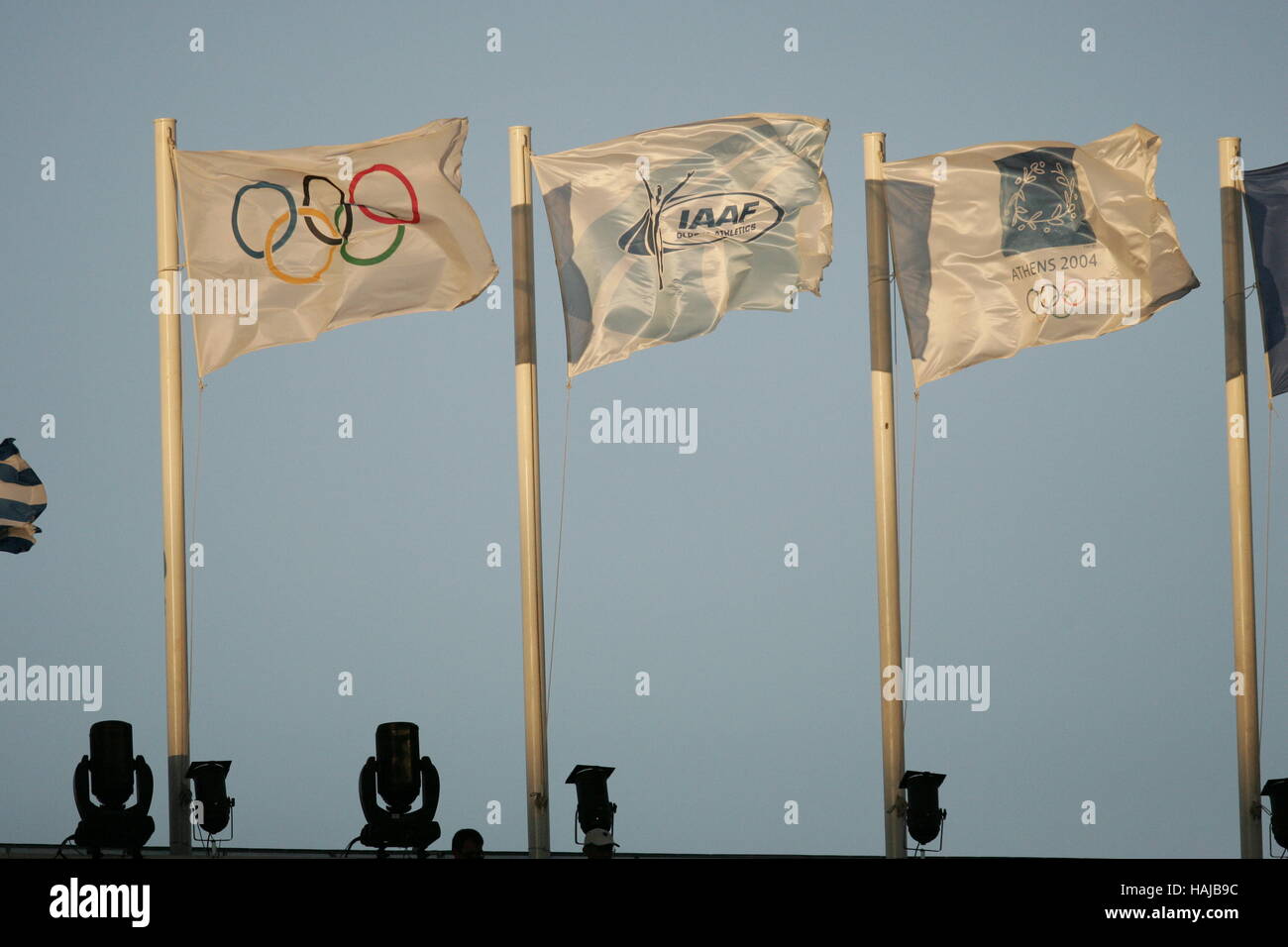 OLYMPIC FLAGS Athen Olympische Spiele Athen Griechenland 23. August 2004 Stockfoto