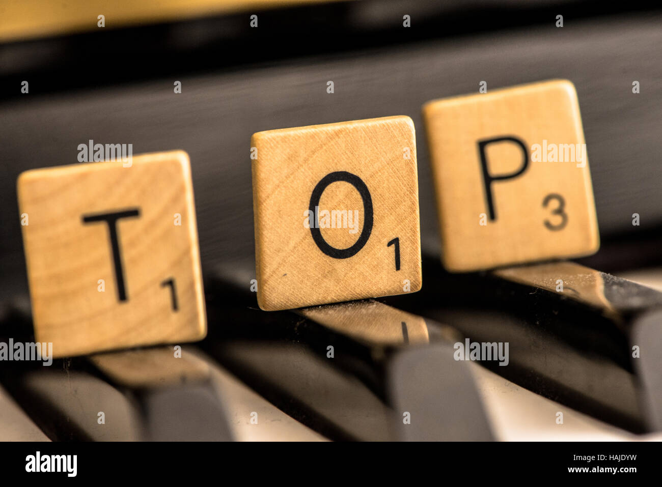 Wort "Top" am Piano-Tasten Stockfoto