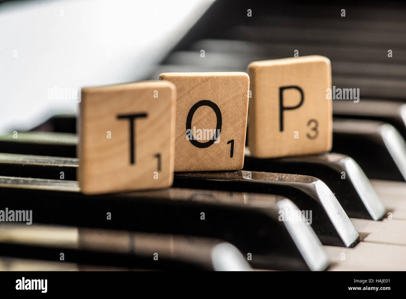 Wort "Top" am Piano-Tasten Stockfoto