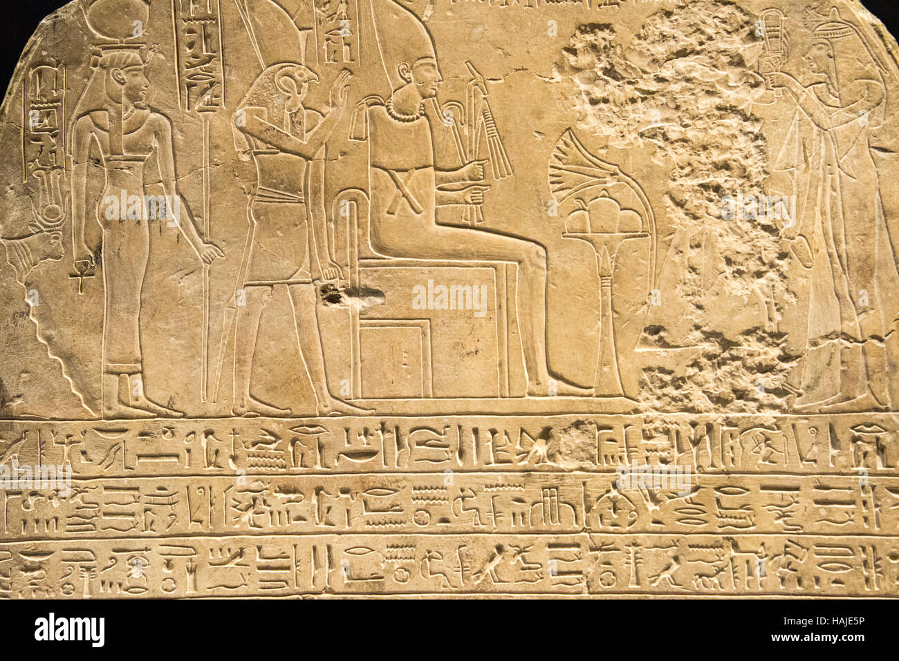 Abydos Hierogliefs in Sandstein-stele Stockfoto
