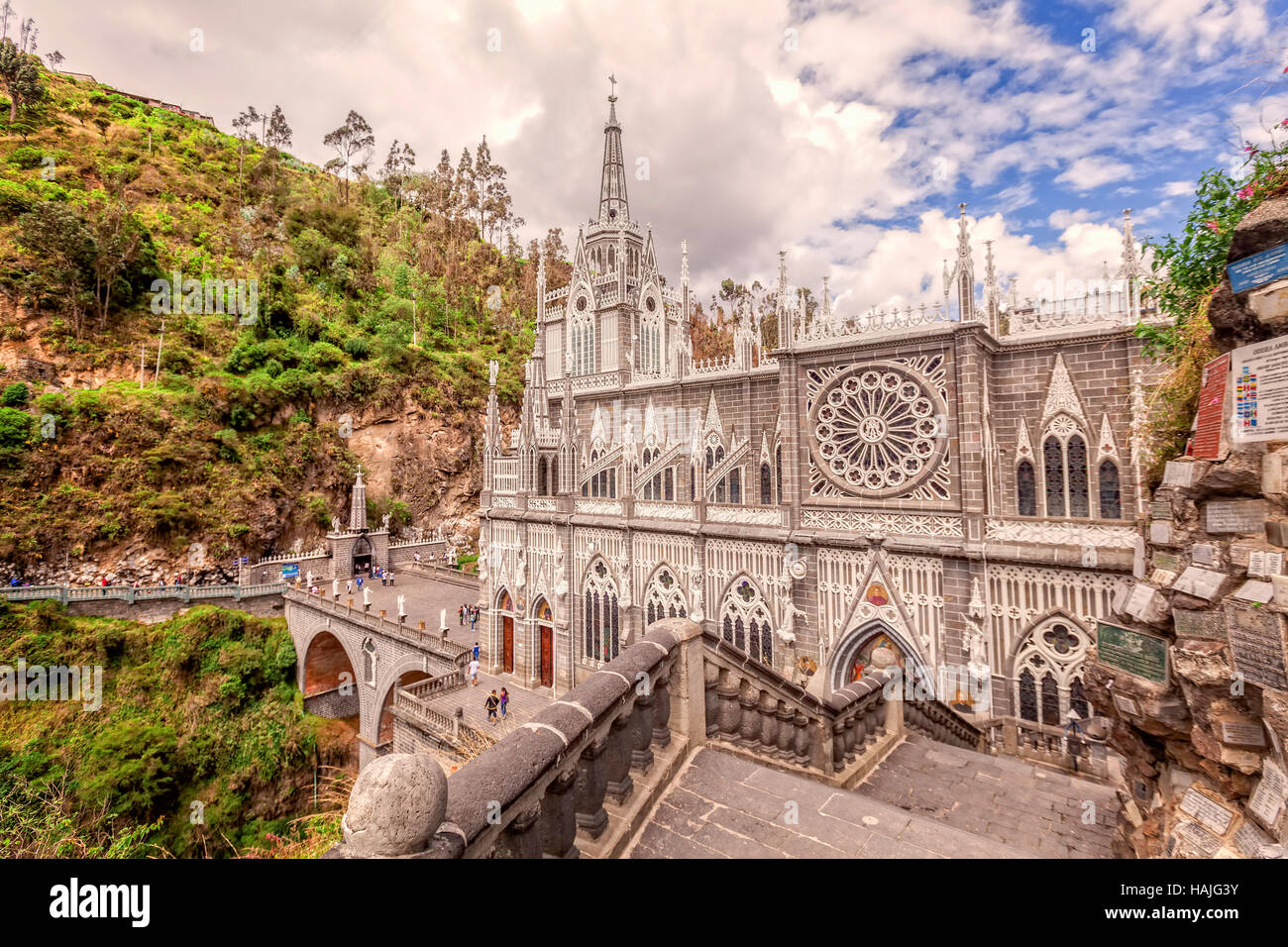 Las Lajas kolumbianischen katholische Kirche, gebaut zwischen 1916 und 1948 ist ein beliebtes Ziel für Gläubige aus allen Teilen Lateinamerikas Stockfoto