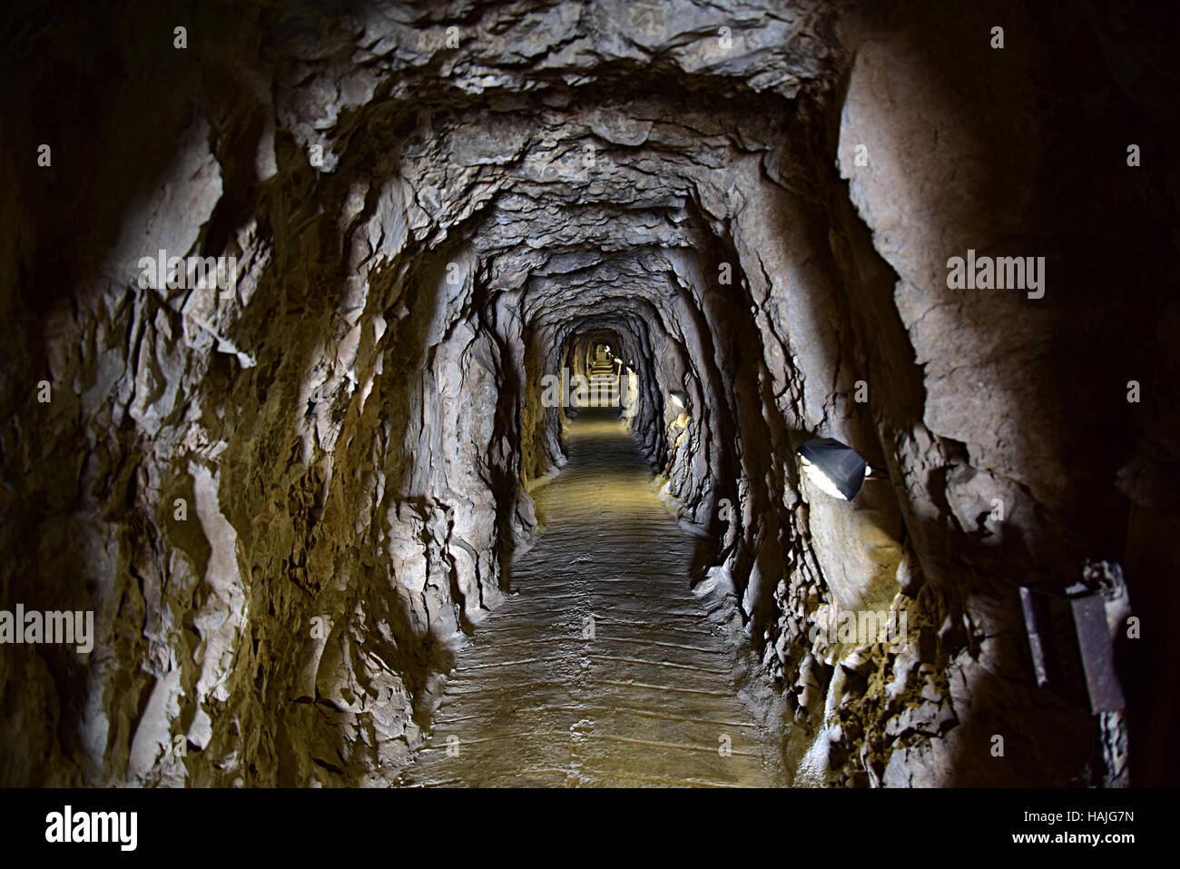 Befestigung-Tunnel im Felsen von Gibraltar. Stockfoto