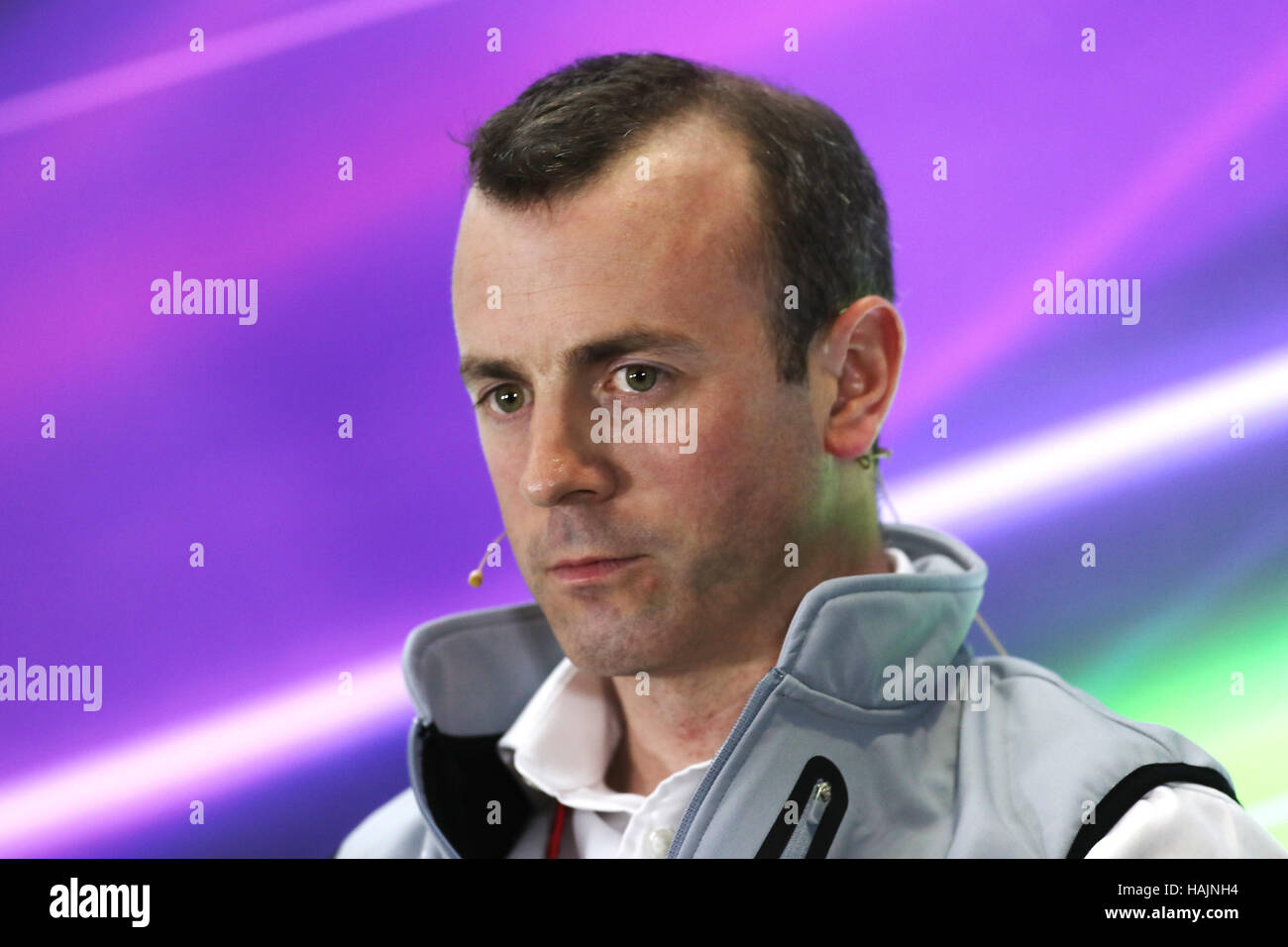 Manor Racing Team Owner Stephen Fitzpatrick beim Training auf dem Yas Marina Circuit, Abu Dhabi. DRÜCKEN SIE VERBANDSFOTO. Bilddatum: Freitag, 25. November 2016. Siehe PA Story AUTO Abu Dhabi. Bildnachweis sollte lauten: David Davies/PA Wire. Stockfoto