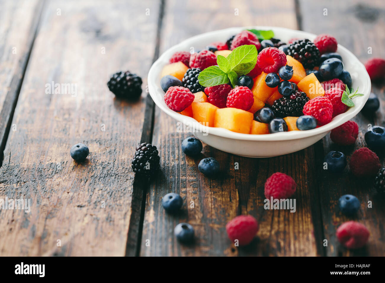 Schüssel Obstsalat Stockfoto