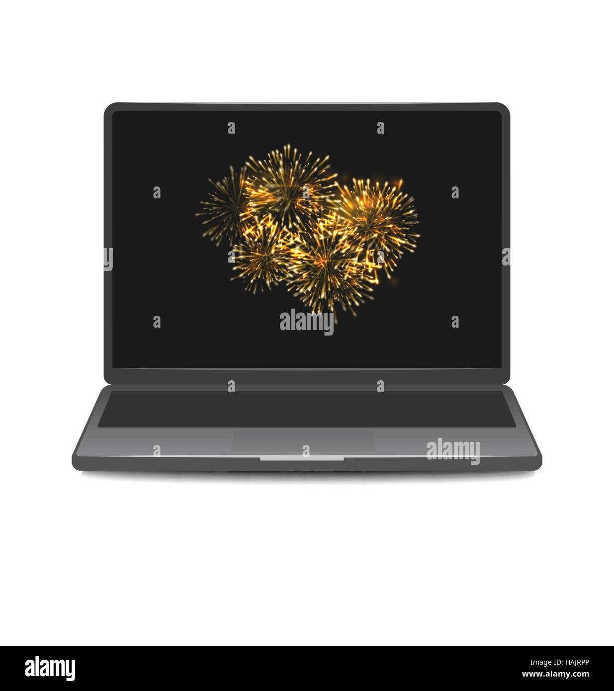 Laptop-Display mit Feuerwerk Stock Vektor