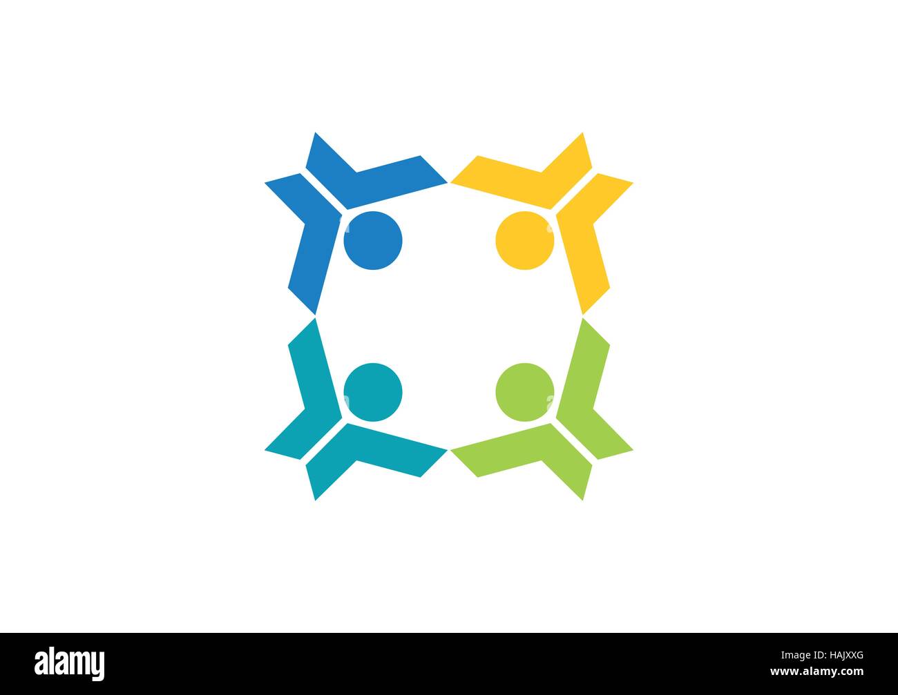 Team-Arbeit-Bildung-Logo, Symbol Symbol Abbildung "Team", soziales Netzwerk Verbindung Beschäftigten Design Vektor Stock Vektor