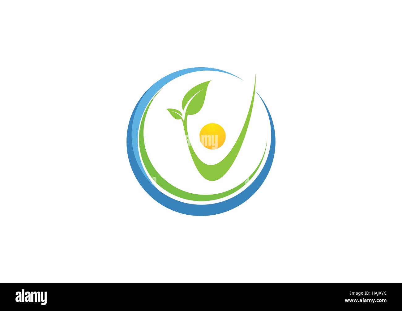Kreis Gesundheit Menschen Logo Elementsymbol, Wasser Frühjahr Ökologie Natur Symbol Zeichen, Wellness-Spa-Konzept-Vektor-Design Stock Vektor