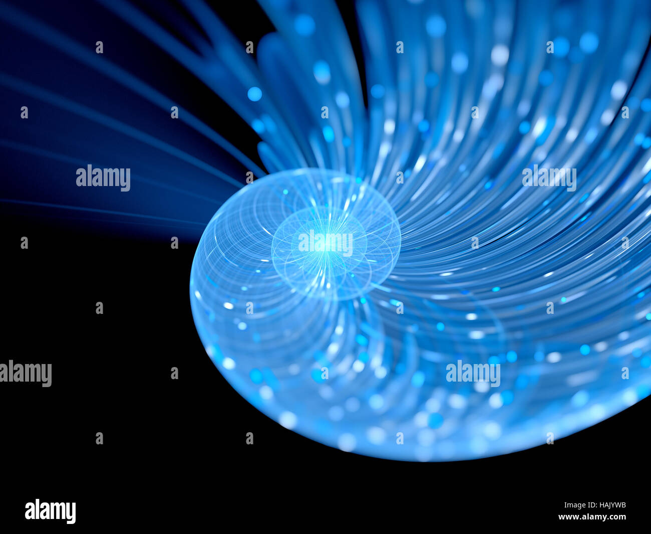 Blau leuchtende Spirale Fraktal, computergenerierten abstrakten Hintergrund 3D-Rendering Stockfoto