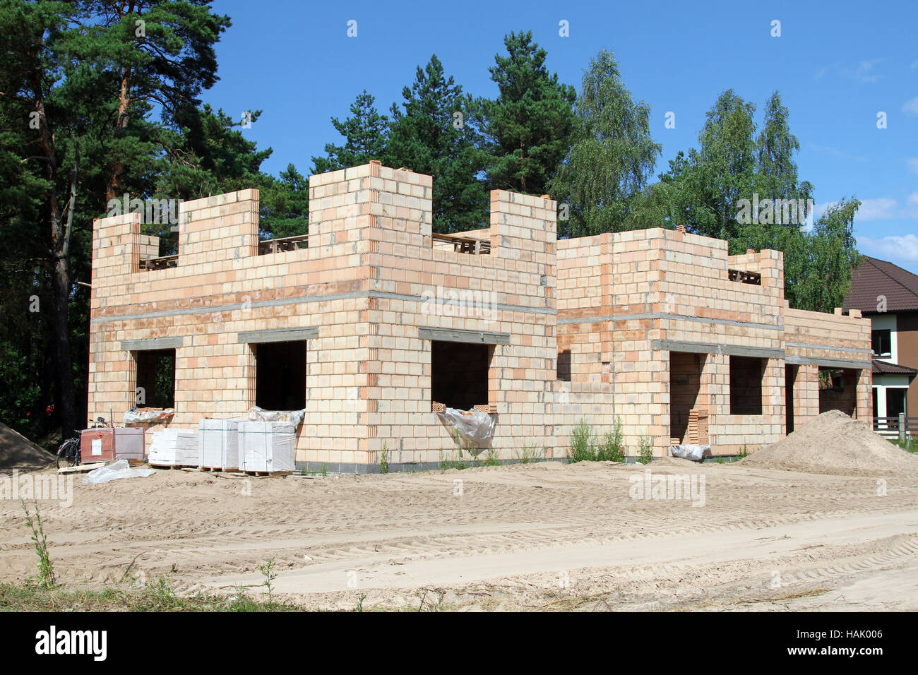 Einfamilienhaus im Bau Stockfoto