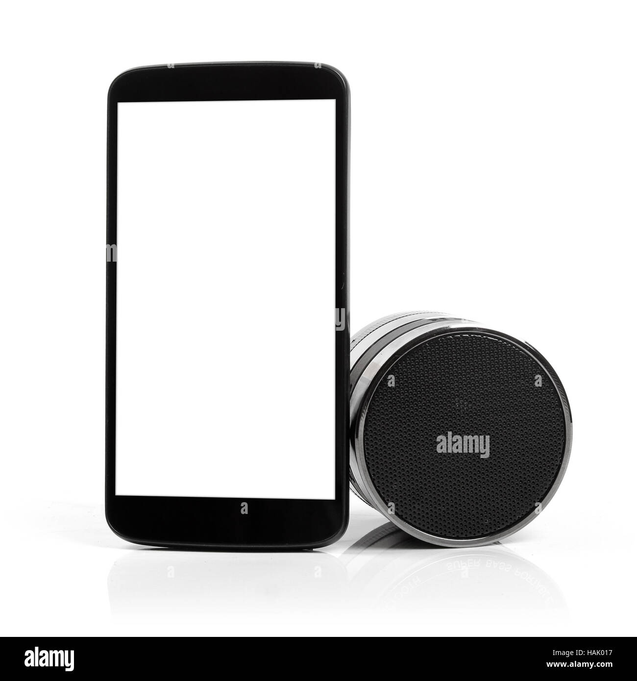 leeres Handy mit Bluetooth-audio-Lautsprecher Stockfoto
