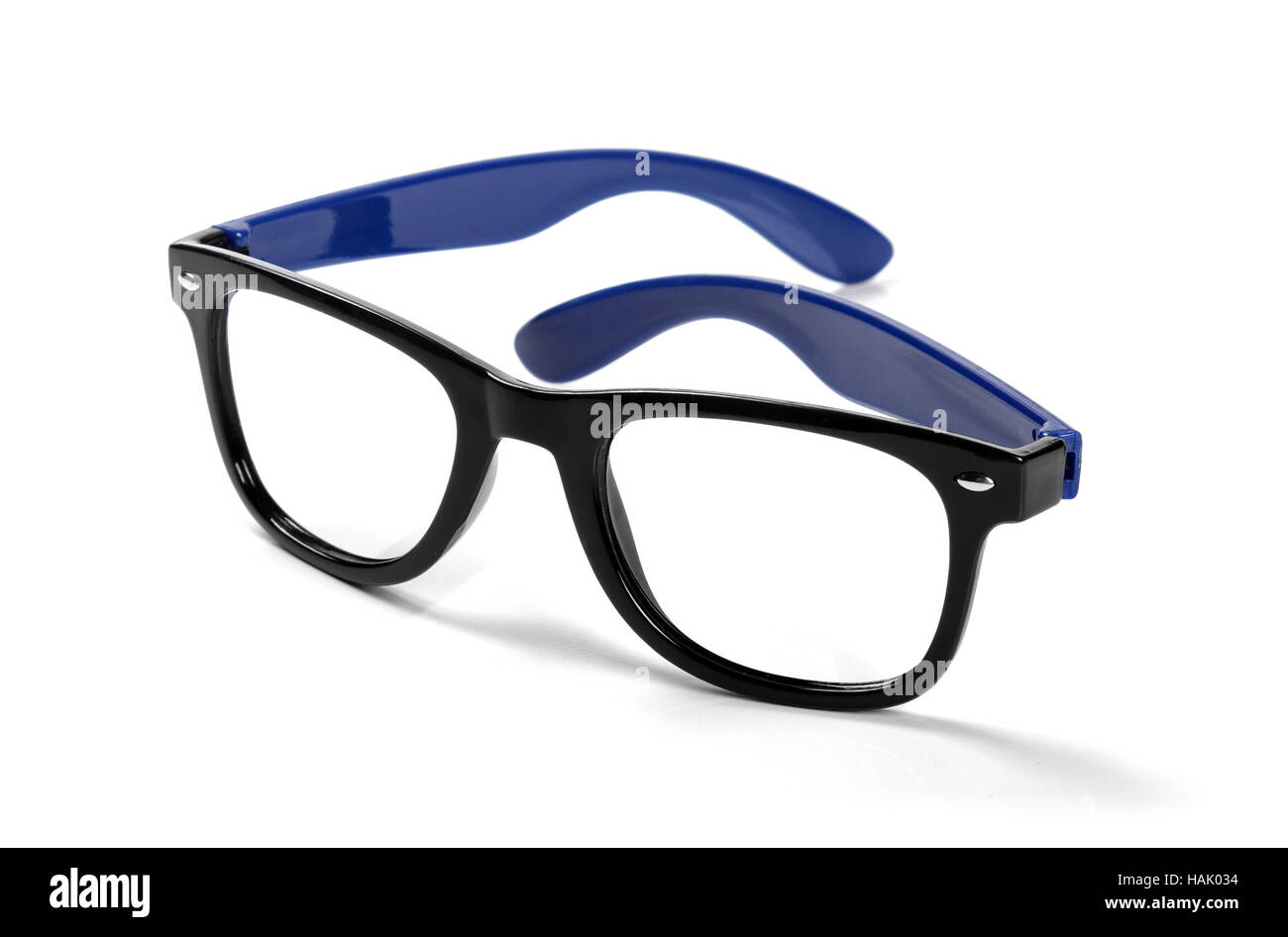schwarzer Rahmen Hipster Brillen isoliert auf weiss Stockfoto