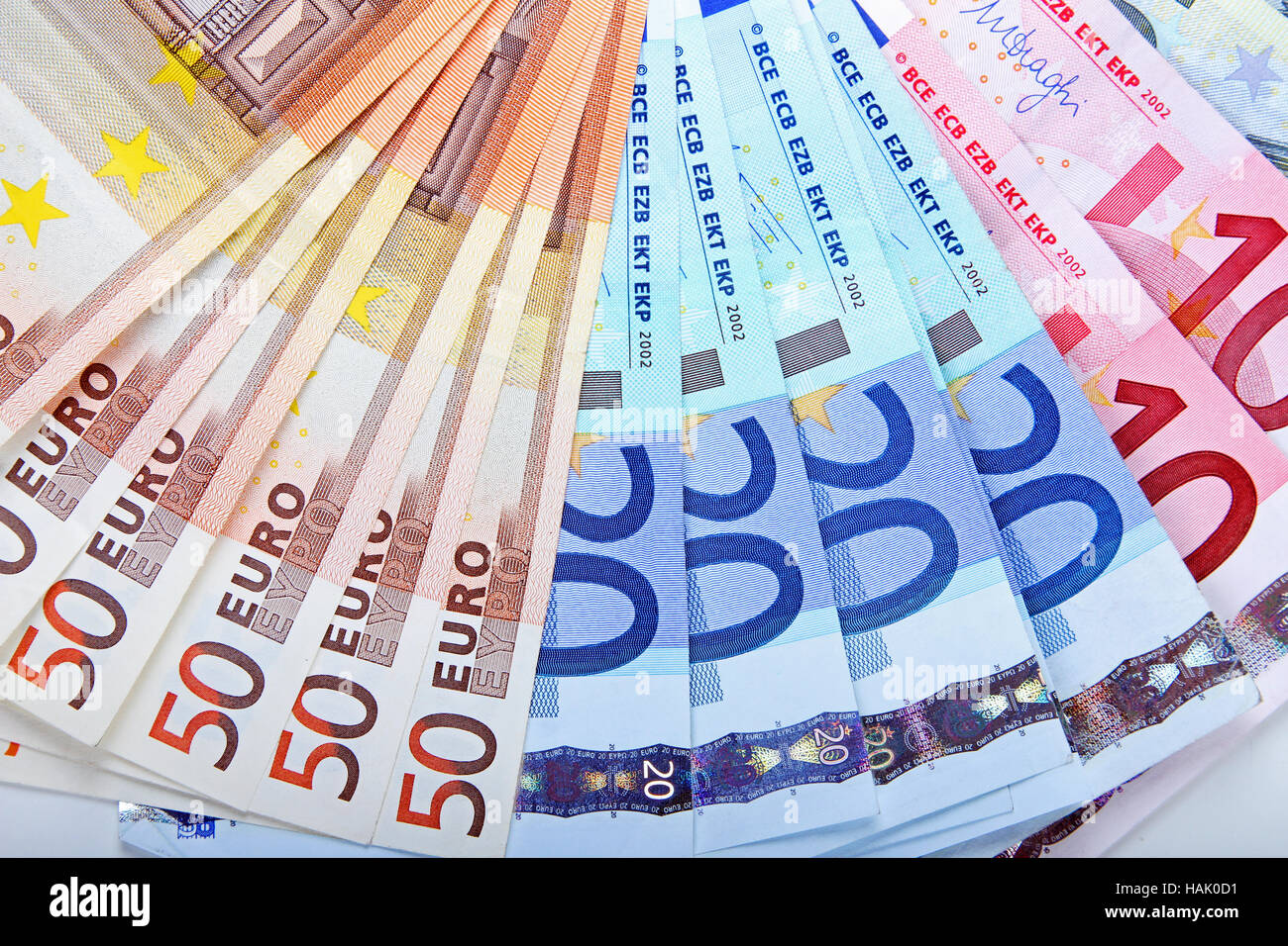 Euro-Geld-Banknoten Stockfoto