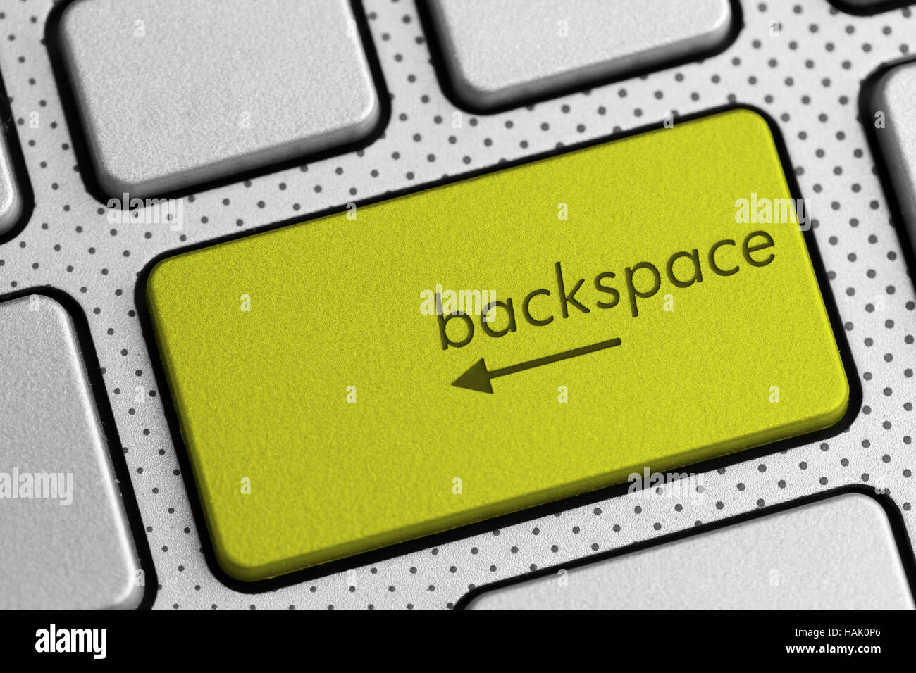 Closeup Aufnahme von Computer-Tastatur-Backspace-Taste Stockfoto