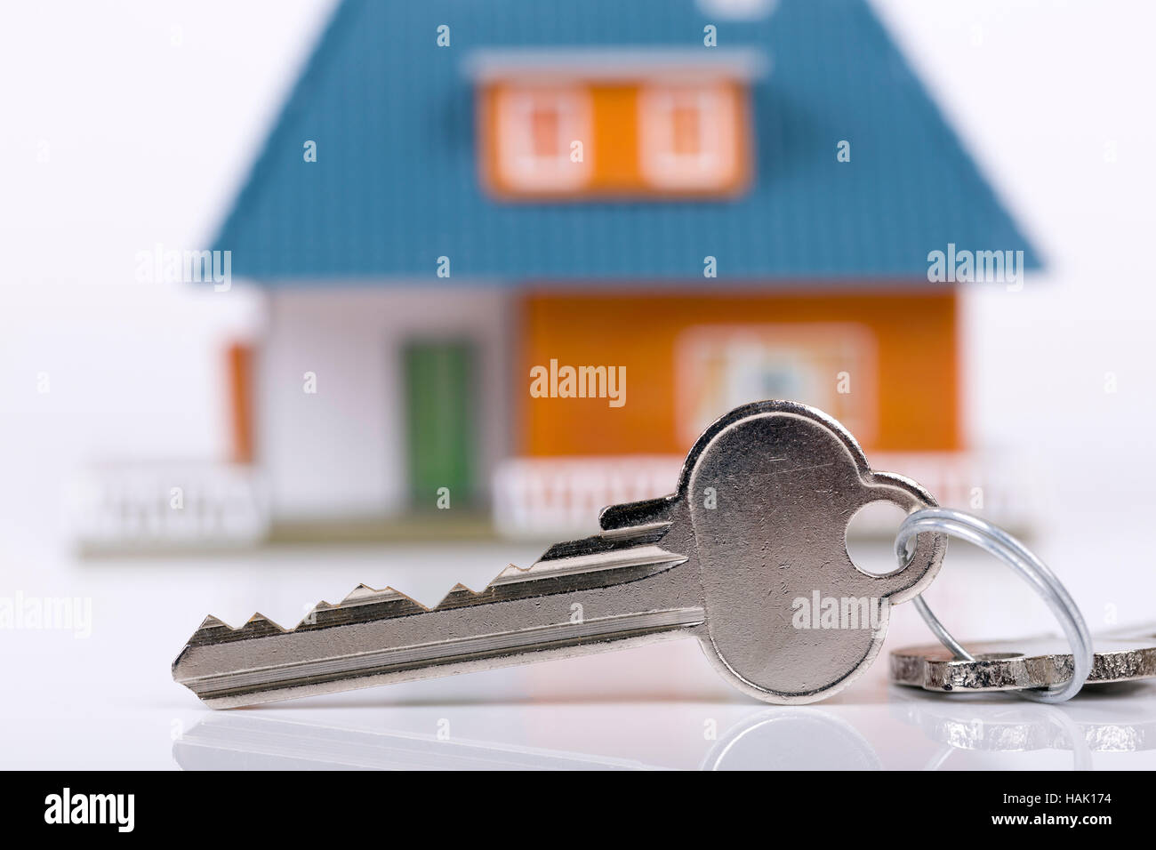 Schlüssel und Haus, Konzept der Kauf einer neuen Immobilie Stockfoto