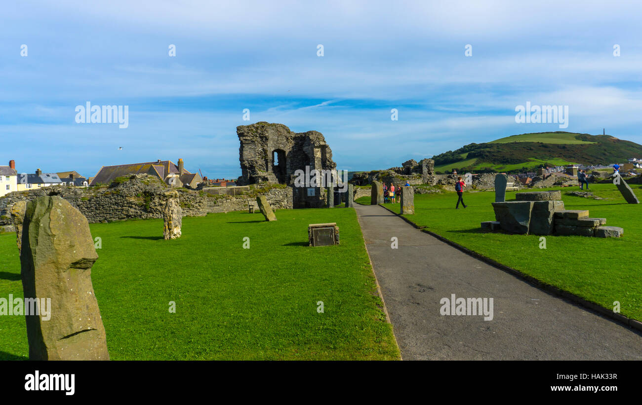 Aberystwyth Burgruine am Rande des Meeres Stockfoto