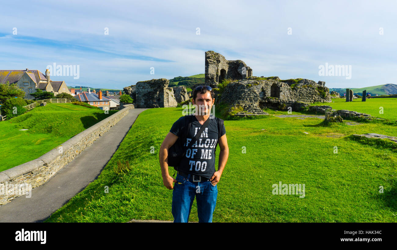 Aberystwyth Burgruine am Rande des Meeres Stockfoto
