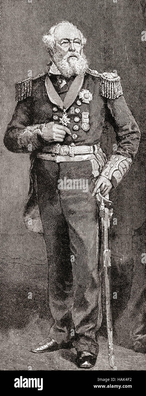 Admiral der Flotte Sir Provo William Parry Wallis, 1791 –1892.  Offizier der britischen Royal Navy. Sehen Sie hier, im Alter von 100 Jahren.  Aus dem Strand Magazine, Vol I Januar bis Juni 1891. Stockfoto