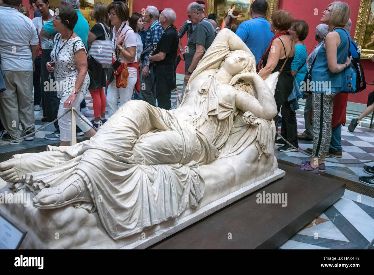 Berühmte Skulptur Medici schlafen Ariadne, Uffizi Gallery Florenz, Hauptstadt der Region Toskana, Italien Stockfoto