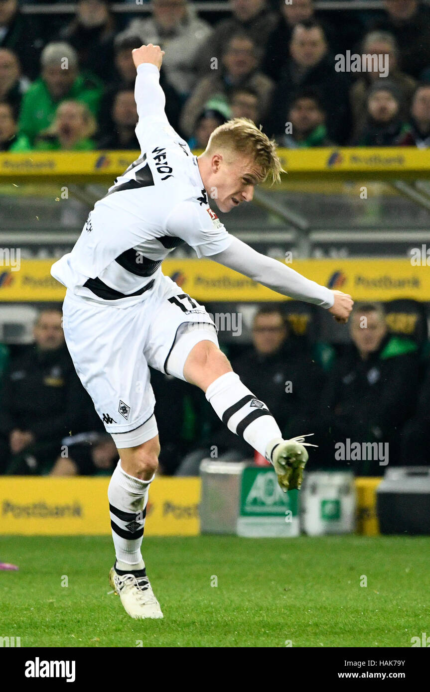 Borussia-Park Mšnchengladbach 19.11.2016, 1. Fussball Bundesliga Saison 2016/17 11. Spieltag, Borussia Mšnchengladbach (Mönchengladbach, Gladbach) Vs 1.FC Kšln (Köln, Köln)---Oscar Wendt (Gladbach) Stockfoto