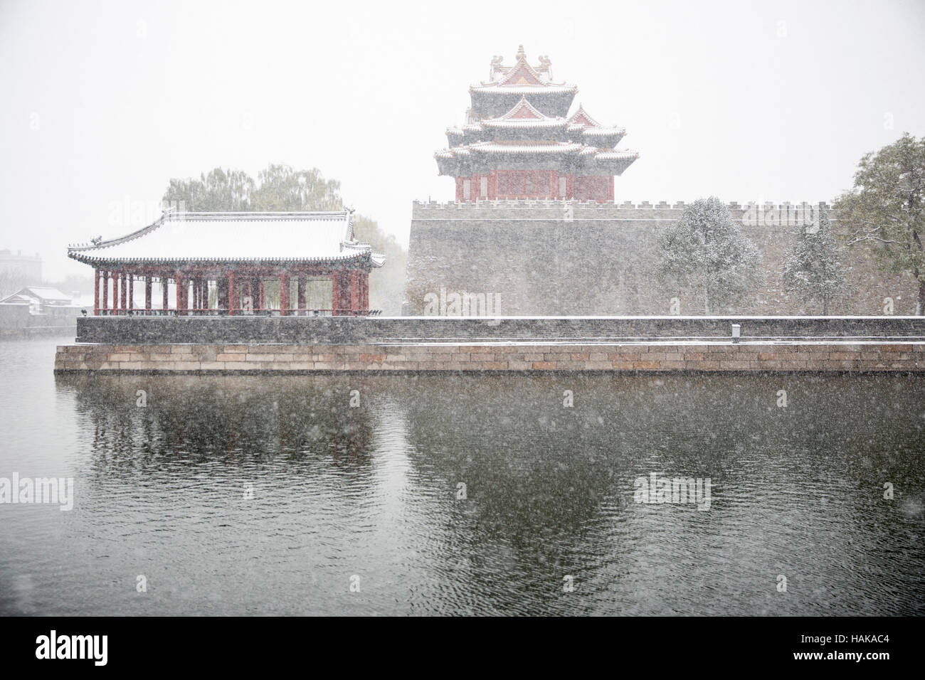 Schnee Landschaft rund um die Verbotene Stadt, Peking, china Stockfoto