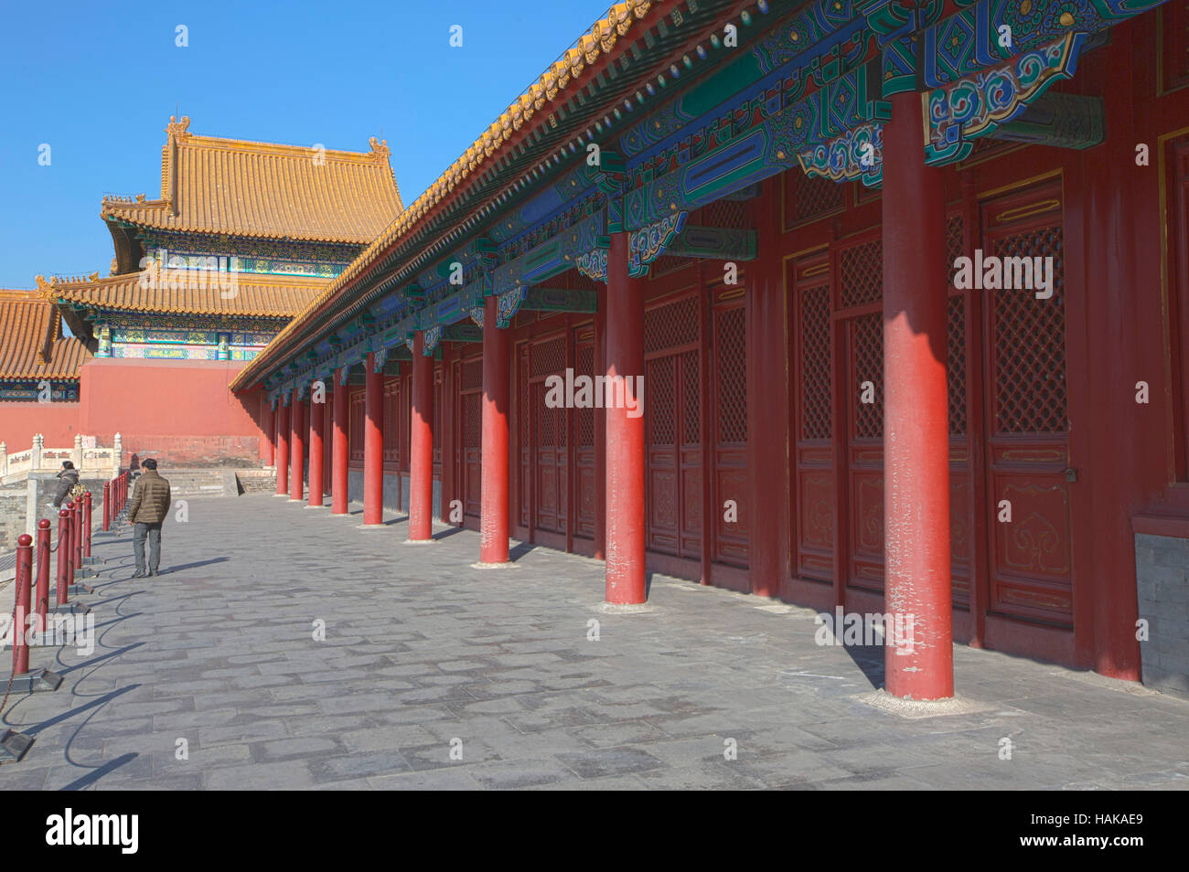langen Korridor der höchsten Harmonie, Verbotene Stadt, Peking, China Stockfoto