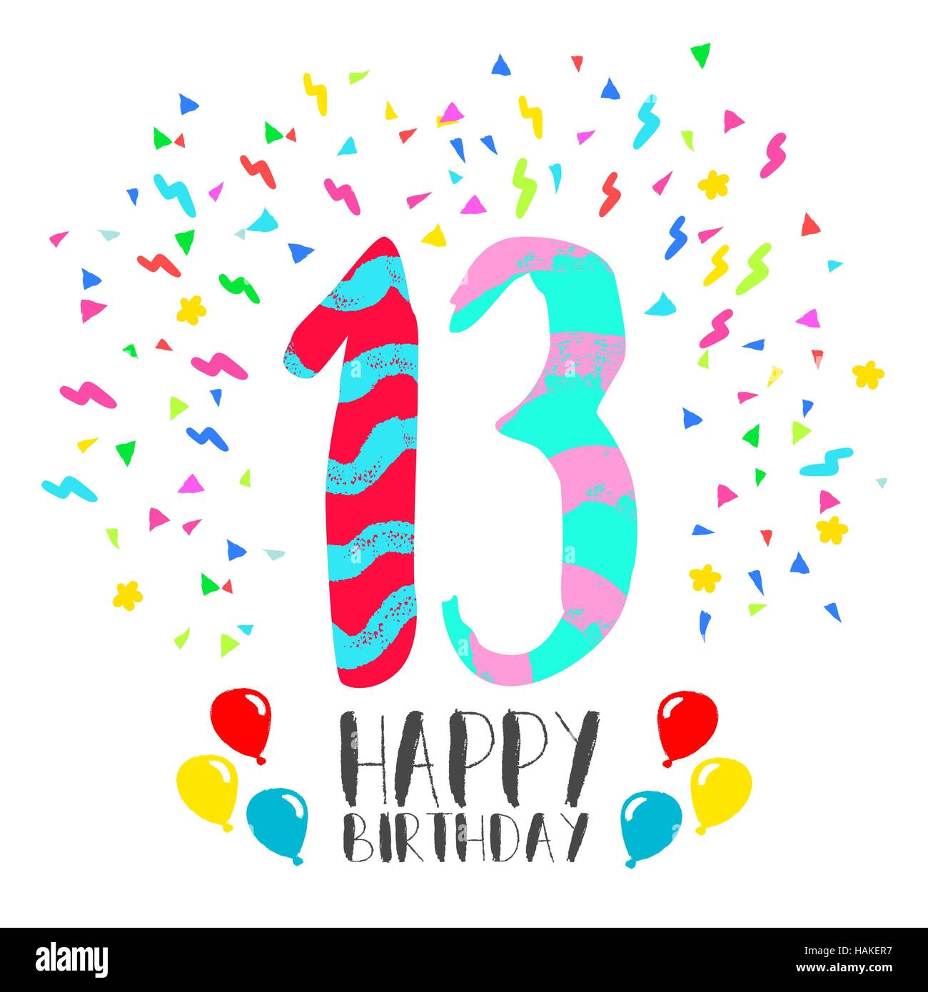 Alles Gute zum Geburtstag Nummer 13, Grußkarte für 13 Jahre in lustigen