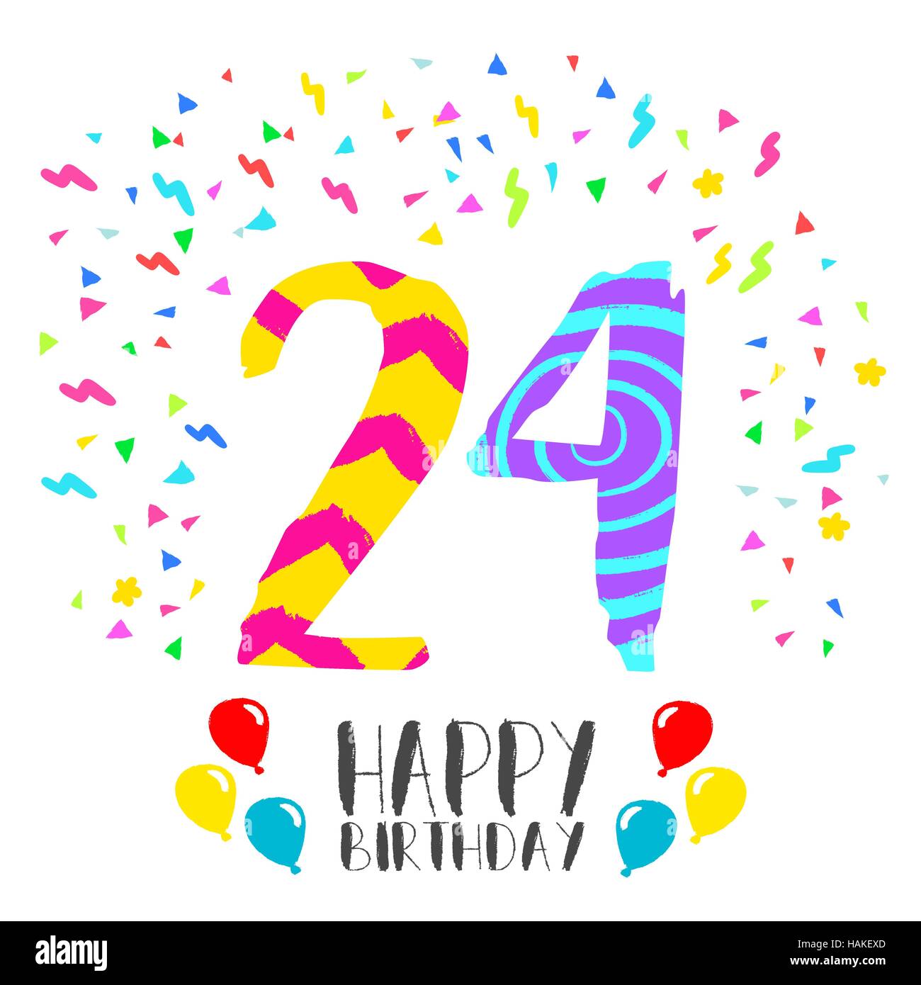 Alles Gute zum Geburtstag Nummer 24, Grußkarte für vierundzwanzig Jahr ...